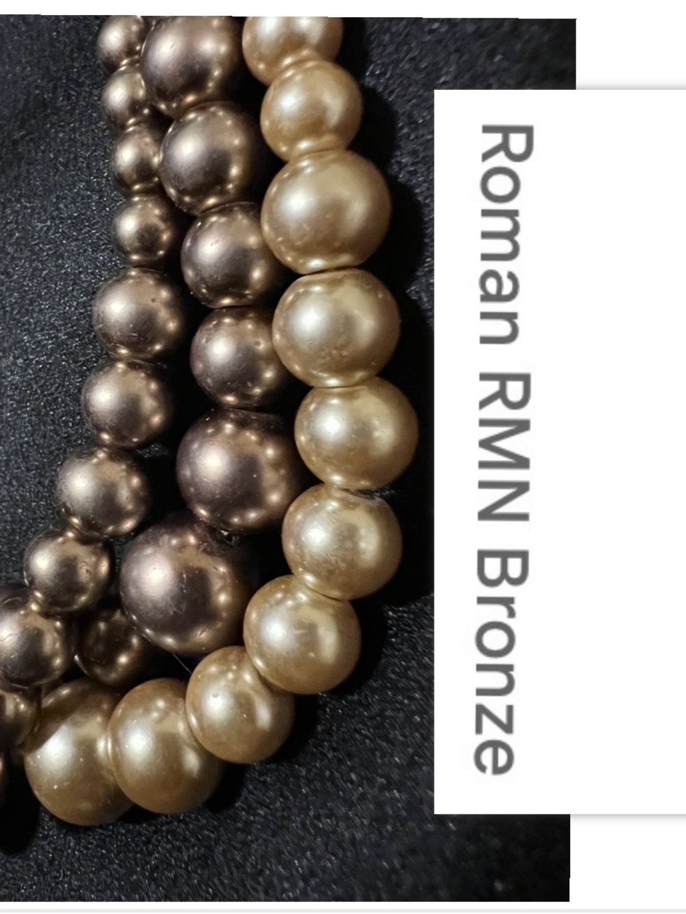 Roman RMN Bronze Champagne Faux Pearl Twisted Necklace